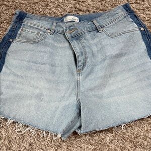 LOFT Two-Tone Light and Dark Blue Denim Cutoff Shorts